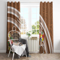 Kingdom Of Tonga Emancipation Day Window Curtain Tongan Ngatu With Kumete Brown LT14 - Polynesian Pride
