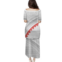 Tonga White Sunday Family Matching Puletasi and Hawaiian Shirt Heilala Flowers Tongan Ngatu Pattern