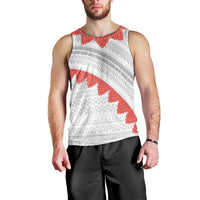 Tonga White Sunday Men Tank Top Heilala Flowers Tongan Ngatu Pattern