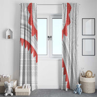 Tonga White Sunday Window Curtain Heilala Flowers Tongan Ngatu Pattern