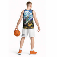 Kekeru New Zealand Matariki Basketball Jersey Kukupa Kowhai Maori New Year Blue Version