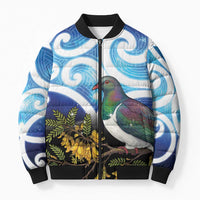 Kekeru New Zealand Matariki Bomber Puffer Jacket Kukupa Kowhai Maori New Year Blue Version LT14 Unisex Blue - Polynesian Pride