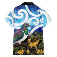 Kekeru New Zealand Matariki Family Matching Off Shoulder Short Dress and Hawaiian Shirt Kukupa Kowhai Maori New Year Blue Version