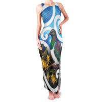 Kekeru New Zealand Matariki Family Matching Tank Maxi Dress and Hawaiian Shirt Kukupa Kowhai Maori New Year Blue Version