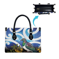 Kekeru New Zealand Matariki Leather Bag Kukupa Kowhai Maori New Year Blue Version LT14 - Polynesian Pride