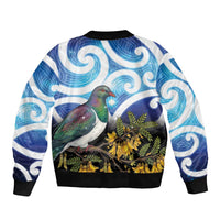 Kekeru New Zealand Matariki Sleeve Zip Bomber Jacket Kukupa Kowhai Maori New Year Blue Version LT14 - Polynesian Pride