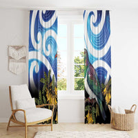 Kekeru New Zealand Matariki Window Curtain Kukupa Kowhai Maori New Year Blue Version LT14 - Polynesian Pride
