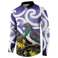 Kekeru New Zealand Matariki Button Sweatshirt Kukupa Kowhai Maori New Year Purple Version