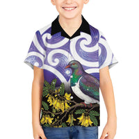 Kekeru New Zealand Matariki Family Matching Puletasi and Hawaiian Shirt Kukupa Kowhai Maori New Year Purple Version
