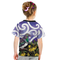Kekeru New Zealand Matariki Kid T Shirt Kukupa Kowhai Maori New Year Purple Version