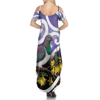 Kekeru New Zealand Matariki Summer Maxi Dress Kukupa Kowhai Maori New Year Purple Version