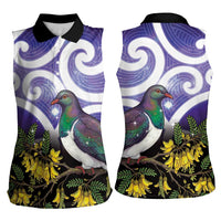 Kekeru New Zealand Matariki Women Sleeveless Polo Shirt Kukupa Kowhai Maori New Year Purple Version