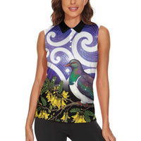 Kekeru New Zealand Matariki Women Sleeveless Polo Shirt Kukupa Kowhai Maori New Year Purple Version