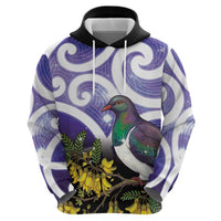 Kekeru New Zealand Matariki Zip Hoodie Kukupa Kowhai Maori New Year Purple Version