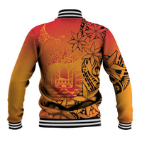 French Polynesia Manta Ray Tattoo Baseball Jacket Tahiti Hahalua Tiare Maori Gradient Style LT14 - Polynesian Pride