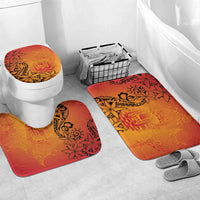 French Polynesia Manta Ray Tattoo Bathroom Set Tahiti Hahalua Tiare Maori Gradient Style LT14 Mat Set Only (3 pcs) One Size Orange - Polynesian Pride
