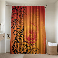 French Polynesia Manta Ray Tattoo Bathroom Set Tahiti Hahalua Tiare Maori Gradient Style LT14 Shower Curtain Only Orange - Polynesian Pride
