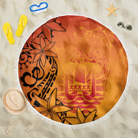 French Polynesia Manta Ray Tattoo Beach Blanket Tahiti Hahalua Tiare Maori Gradient Style LT14 One Size 150cm Orange - Polynesian Pride