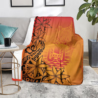 French Polynesia Manta Ray Tattoo Blanket Tahiti Hahalua Tiare Maori Gradient Style LT14 - Polynesian Pride