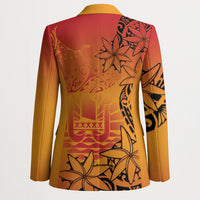 French Polynesia Manta Ray Tattoo Blazer Tahiti Hahalua Tiare Maori Gradient Style LT14 - Polynesian Pride