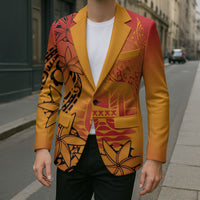 French Polynesia Manta Ray Tattoo Blazer Tahiti Hahalua Tiare Maori Gradient Style LT14 - Polynesian Pride