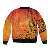 French Polynesia Manta Ray Tattoo Bomber Jacket Tahiti Hahalua Tiare Maori Gradient Style LT14 - Polynesian Pride