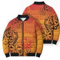 French Polynesia Manta Ray Tattoo Bomber Puffer Jacket Tahiti Hahalua Tiare Maori Gradient Style LT14 - Polynesian Pride