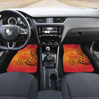 French Polynesia Manta Ray Tattoo Car Mats Tahiti Hahalua Tiare Maori Gradient Style LT14 Set 2pcs - Front Orange - Polynesian Pride