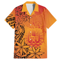 French Polynesia Manta Ray Tattoo Family Matching Off Shoulder Short Dress and Hawaiian Shirt Tahiti Hahalua Tiare Maori Gradient Style