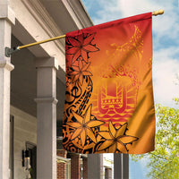 French Polynesia Manta Ray Tattoo Garden Flag Tahiti Hahalua Tiare Maori Gradient Style LT14 House Flag Orange - Polynesian Pride