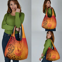 French Polynesia Manta Ray Tattoo Grocery Bag Tahiti Hahalua Tiare Maori Gradient Style LT14 - Polynesian Pride