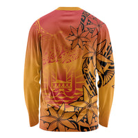 French Polynesia Manta Ray Tattoo Long Sleeve Shirt Tahiti Hahalua Tiare Maori Gradient Style LT14 - Polynesian Pride