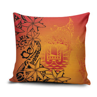 French Polynesia Manta Ray Tattoo Pillow Cover Tahiti Hahalua Tiare Maori Gradient Style LT14 Orange - Polynesian Pride