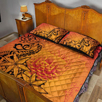 French Polynesia Manta Ray Tattoo Quilt Bed Set Tahiti Hahalua Tiare Maori Gradient Style LT14 - Polynesian Pride