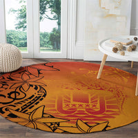 French Polynesia Manta Ray Tattoo Round Carpet Tahiti Hahalua Tiare Maori Gradient Style LT14 - Polynesian Pride