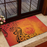 French Polynesia Manta Ray Tattoo Rubber Doormat Tahiti Hahalua Tiare Maori Gradient Style LT14 - Polynesian Pride