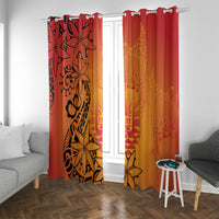 French Polynesia Manta Ray Tattoo Window Curtain Tahiti Hahalua Tiare Maori Gradient Style LT14 With Grommets Orange - Polynesian Pride