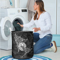 French Polynesia Manta Ray Tattoo Laundry Basket Tahiti Hahalua Turtle Shark Black Color LT14 - Polynesian Pride