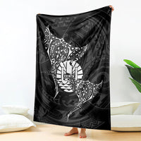 French Polynesia Manta Ray Tattoo Blanket Tahiti Hahalua Turtle Shark Black Color LT14 - Polynesian Pride
