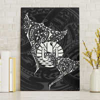 French Polynesia Manta Ray Tattoo Canvas Wall Art Tahiti Hahalua Turtle Shark Black Color LT14 Without Frame Black - Polynesian Pride