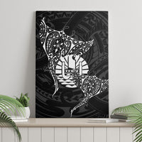 French Polynesia Manta Ray Tattoo Canvas Wall Art Tahiti Hahalua Turtle Shark Black Color LT14 - Polynesian Pride
