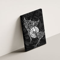 French Polynesia Manta Ray Tattoo Canvas Wall Art Tahiti Hahalua Turtle Shark Black Color LT14 - Polynesian Pride