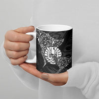 French Polynesia Manta Ray Tattoo Ceramic Mug Tahiti Hahalua Turtle Shark Black Color LT14 - Polynesian Pride