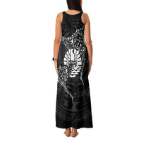 French Polynesia Manta Ray Tattoo Family Matching Tank Maxi Dress and Hawaiian Shirt Tahiti Hahalua Turtle Shark Black Color