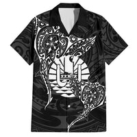French Polynesia Manta Ray Tattoo Hawaiian Shirt Tahiti Hahalua Turtle Shark Black Color LT14 Black - Polynesian Pride
