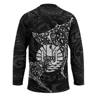 French Polynesia Manta Ray Tattoo Hockey Jersey Tahiti Hahalua Turtle Shark Black Color LT14 - Polynesian Pride
