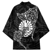 French Polynesia Manta Ray Tattoo Kimono Tahiti Hahalua Turtle Shark Black Color LT14 - Polynesian Pride
