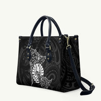 French Polynesia Manta Ray Tattoo Leather Bag Tahiti Hahalua Turtle Shark Black Color LT14 Black - Polynesian Pride
