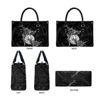 French Polynesia Manta Ray Tattoo Leather Bag Tahiti Hahalua Turtle Shark Black Color LT14 - Polynesian Pride