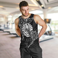 French Polynesia Manta Ray Tattoo Men Tank Top Tahiti Hahalua Turtle Shark Black Color LT14 Black - Polynesian Pride